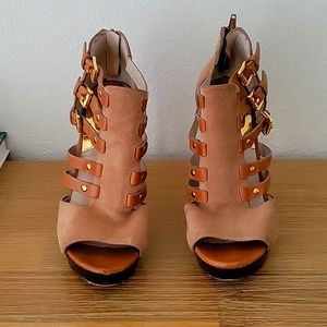 Michael Kors, 6.5, Tan, 5 inch platform heals,